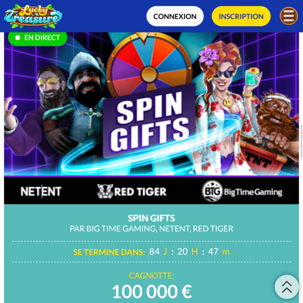 Les meilleurs jeux et fournisseurs sur le Lucky Treasure Casino